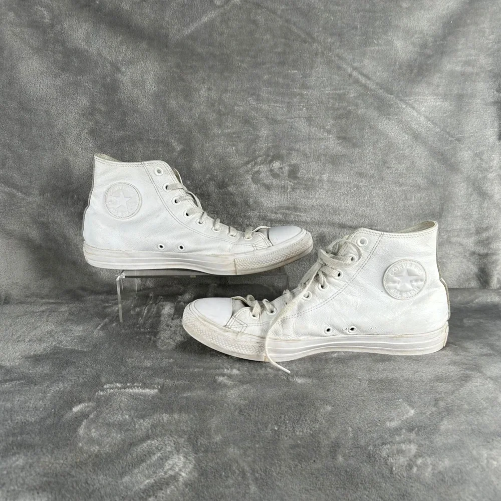 Converse Chuck Taylor All Star High Top White Leather Mens 9.5 Womens 11.5 1T406
